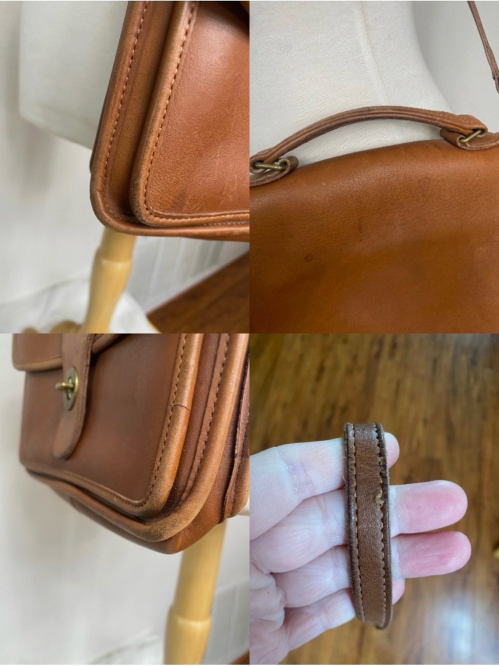 Vintage Coach Cognac Leather Station Bag With Removable Strap Classic Minimalist - Picture 10 of 16